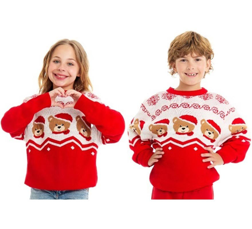 Translation missing: de.Jersey de Navidad Ositos rojo y blanco para niños