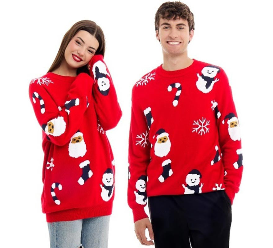 Translation missing: de.Jersey de Navidad Papá Noel y Muñeco de Nieve Allover Print para adulto