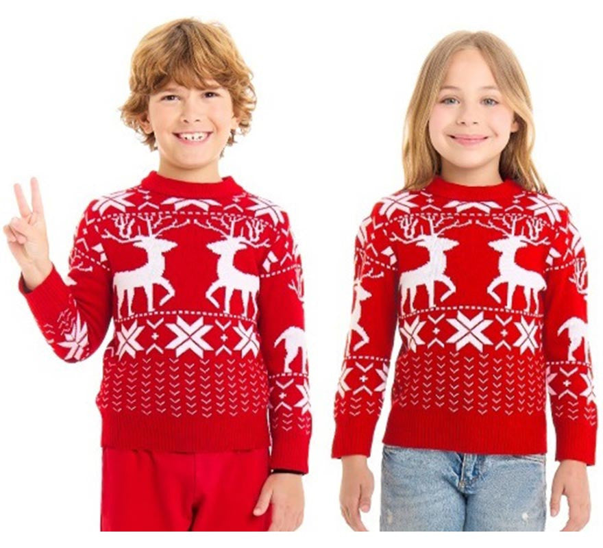 Translation missing: de.Jersey de Navidad Renos greca rojo para niños