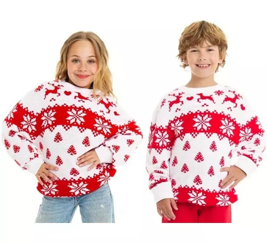 Translation missing: de.Jersey de Navidad Woods Greca Copos rojo y blanco para niños
