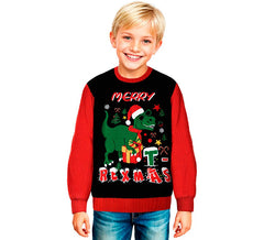 Weihnachtspullover mit Dinosaurier-Motiv für Kinder