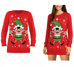 Langer Weihnachtselfenpullover für Damen