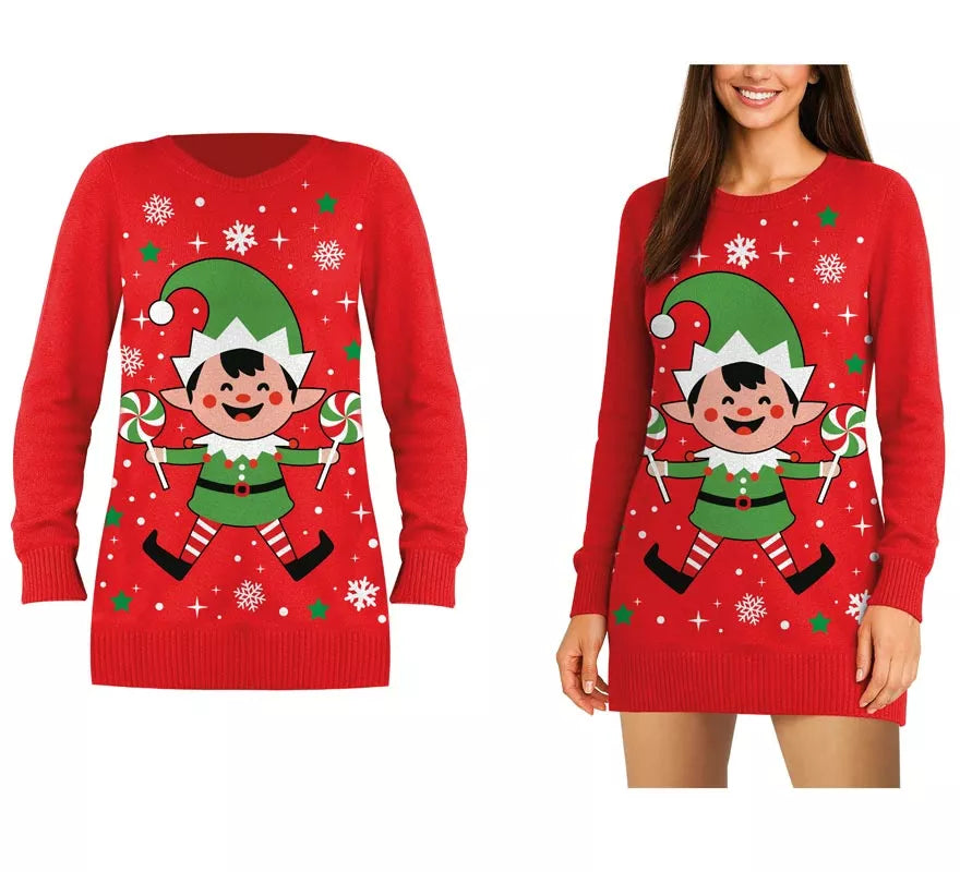 Translation missing: de.Jersey Largo Navideño de Elfo para mujer