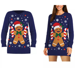 Langer Lebkuchen-Weihnachtspullover für Damen