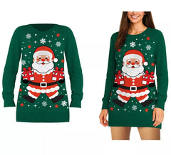 Langer Weihnachtsmann-Pullover für Damen