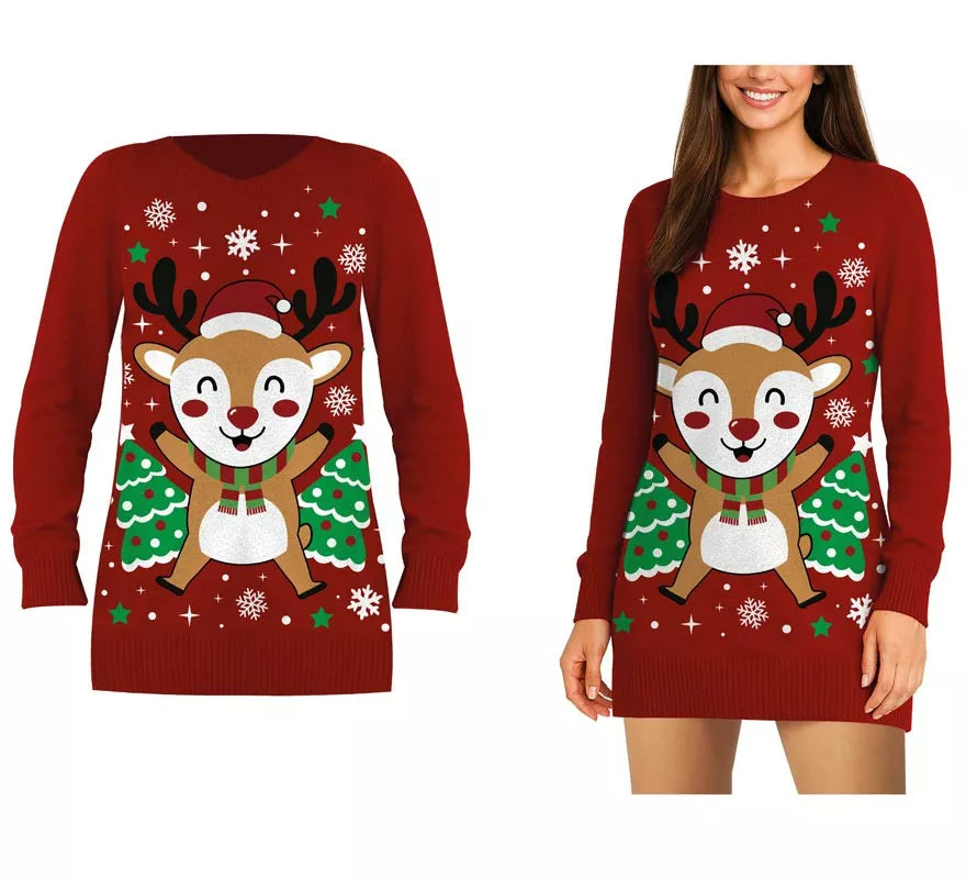 Translation missing: de.Jersey Largo Navideño de Reno para mujer