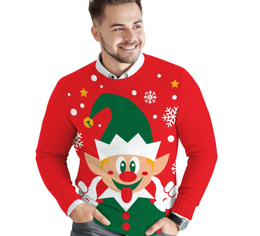 Translation missing: de.Jersey Navidad Elfo Feliz para hombre