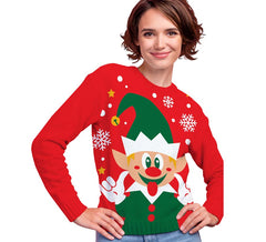 Fröhlicher Elfen-Weihnachtspullover für Damen