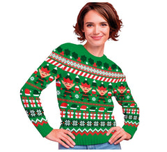 Grüner Elfen-Weihnachtspullover für Damen