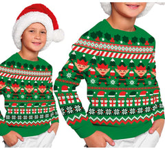 Grüner Elfen-Weihnachtspullover für Kinder