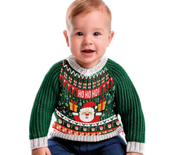 Ho Weihnachtspullover Grün-rotes Ho für Baby