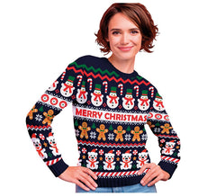 Weihnachts-Schneemann-Pullover für Damen