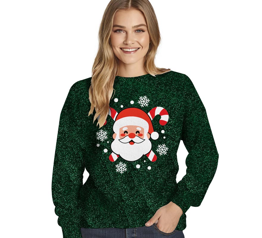 Translation missing: de.Jersey Navidad Papa Noel con Purpurina para mujer