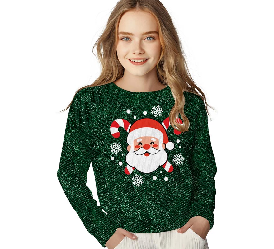 Translation missing: de.Jersey Navidad Papa Noel con Purpurina para niños