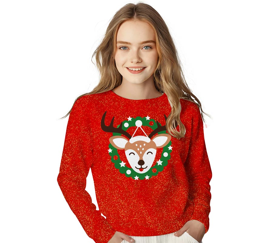 Translation missing: de.Jersey Navidad Reno con Purpurina para niños