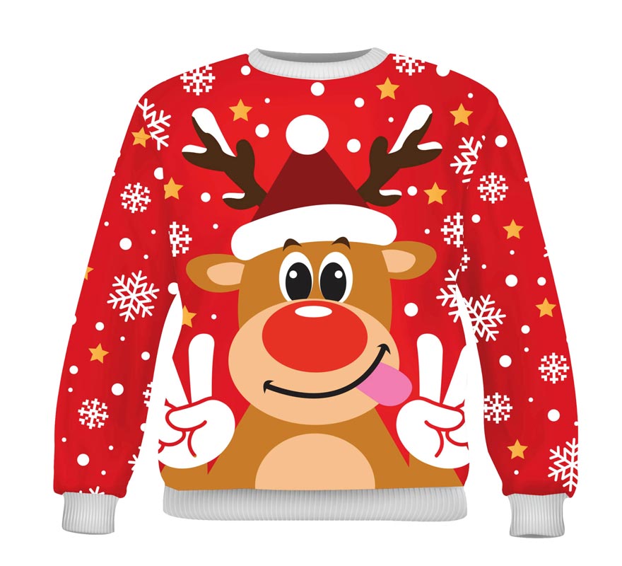 Translation missing: de.Jersey Navidad Reno Feliz rojo para hombre