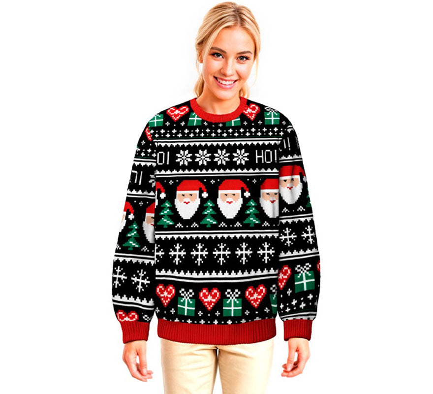 Translation missing: de.Jersey Navideño azul Papá Noel para adulto