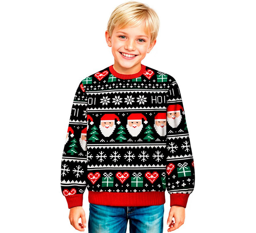 Translation missing: de.Jersey Navideño azul Papá Noel para niños