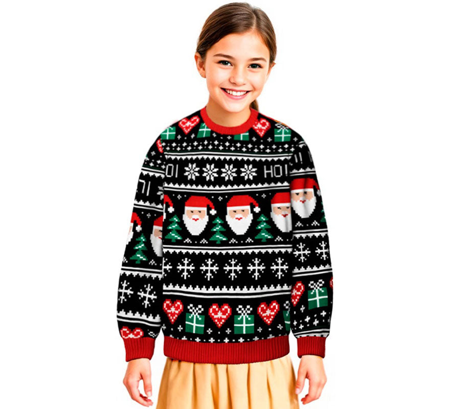 Translation missing: de.Jersey Navideño azul Papá Noel para niños