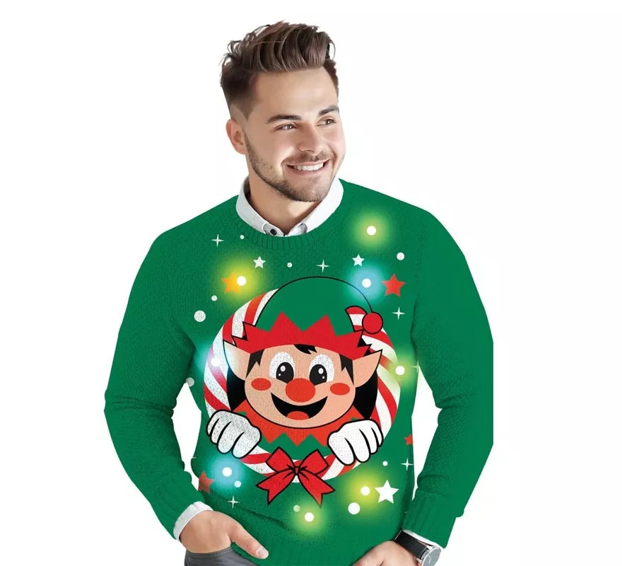 Translation missing: de.Jersey Navideño de Elfo con 12 Luces LED para hombre