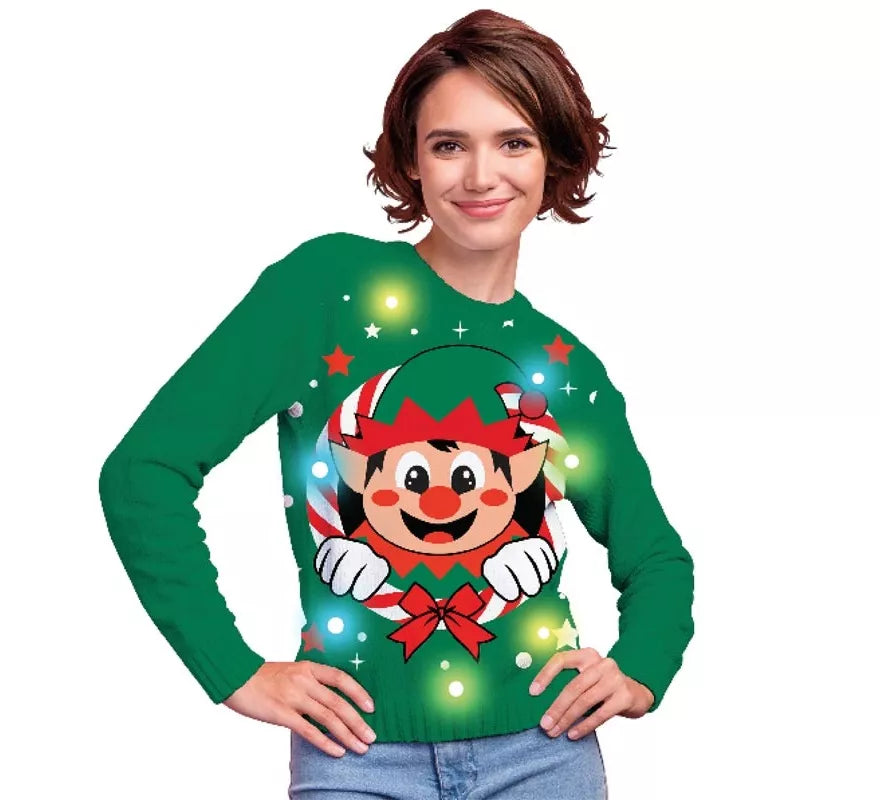 Translation missing: de.Jersey Navideño de Elfo con 12 Luces LED para mujer