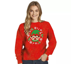 Glitzer-Elfen-Weihnachtspullover für Damen