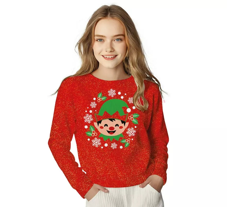 Jersey Navideño de Elfo con Purpurina para niños