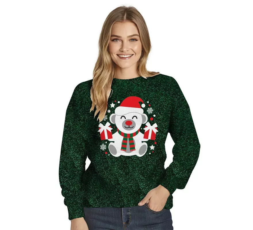 Translation missing: de.Jersey Navideño de Oso Polar con Purpurina para mujer