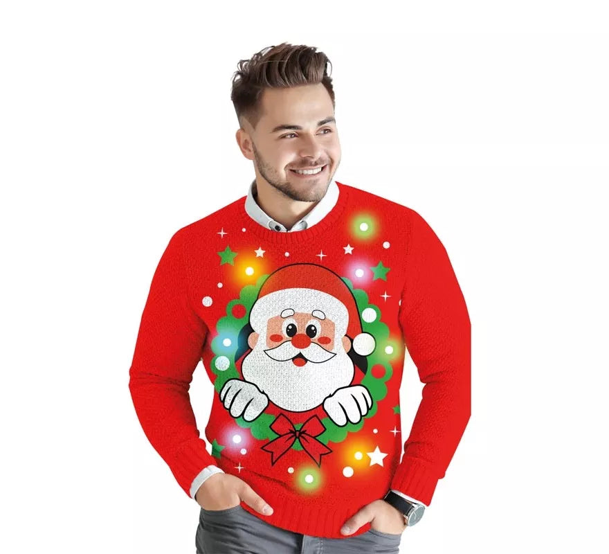 Translation missing: de.Jersey Navideño de Papá Noel con 12 Luces LED para hombre