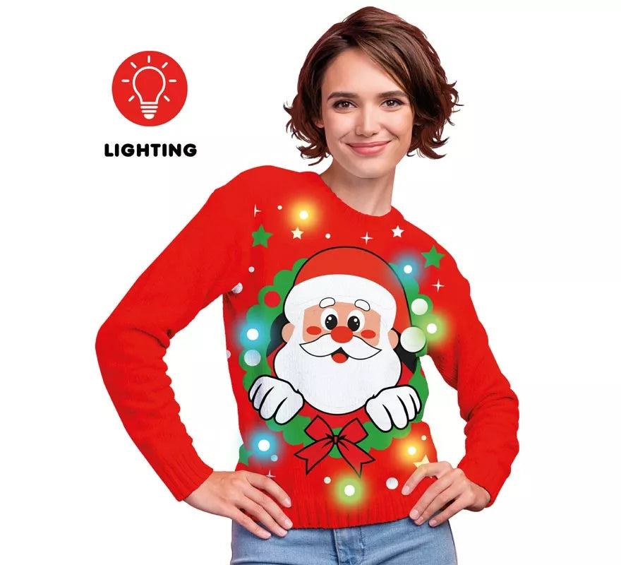 Translation missing: de.Jersey Navideño de Papá Noel con 12 Luces LED para mujer