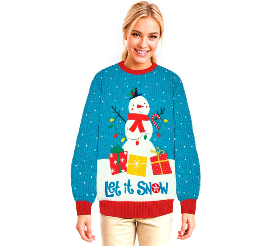 Translation missing: de.Jersey Navideño Muñeco de Nieve con Luces para adulto