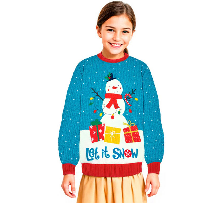 Translation missing: de.Jersey Navideño Muñeco de Nieve con Luces para niños