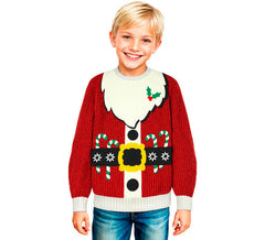Weihnachtspullover mit Weihnachtsmannmotiv für Kinder
