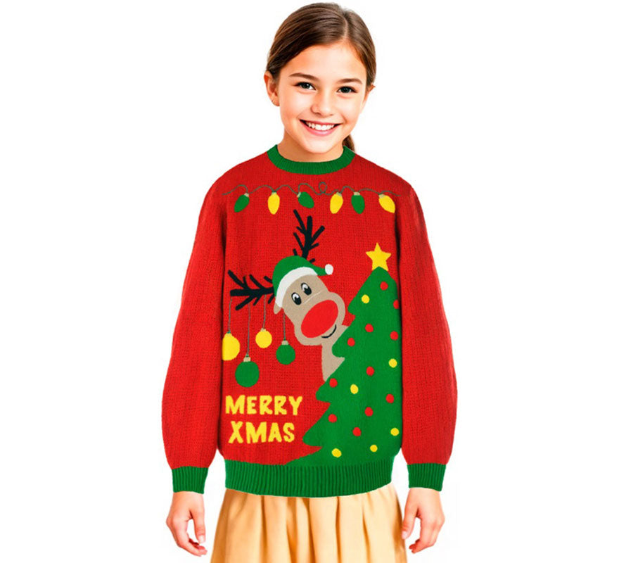 Jersey Navideño Renito con Luces para niños