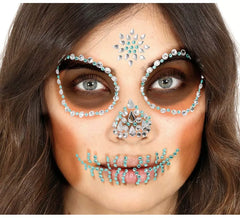 Grüner Totenkopf-Schmuck mit selbstklebendem Gesicht