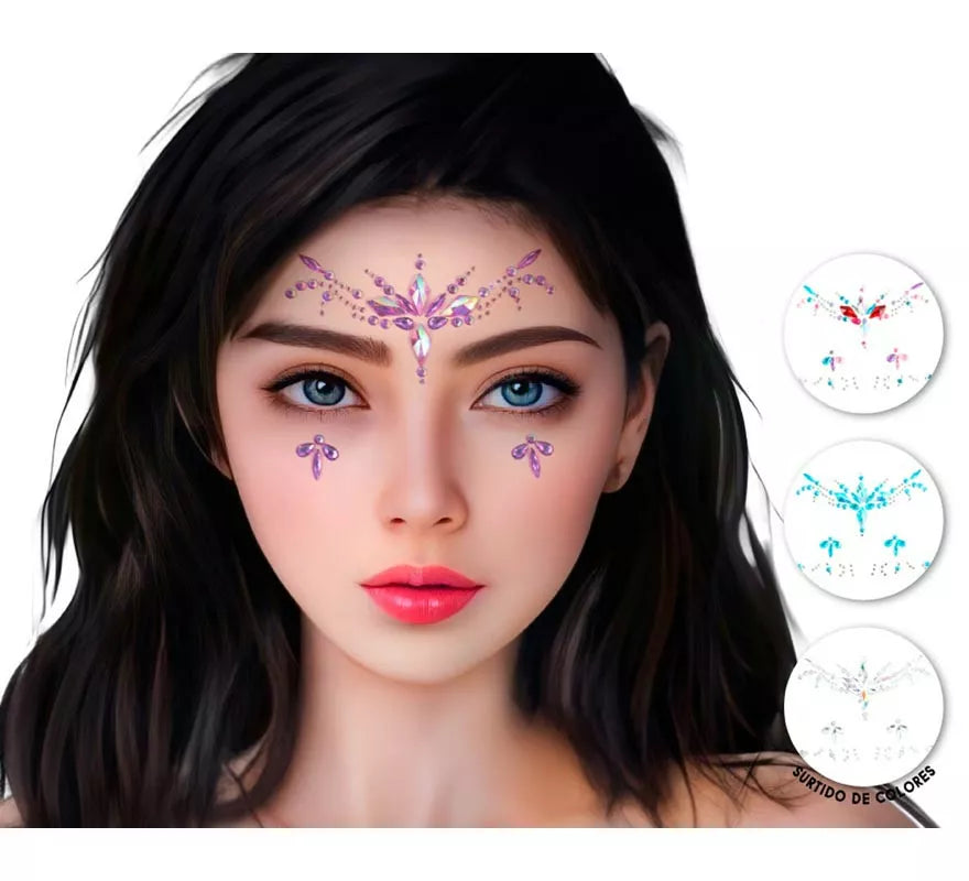 Translation missing: de.Joyas Faciales adhesivas Gemas diamante en varios colores surtidos adulto