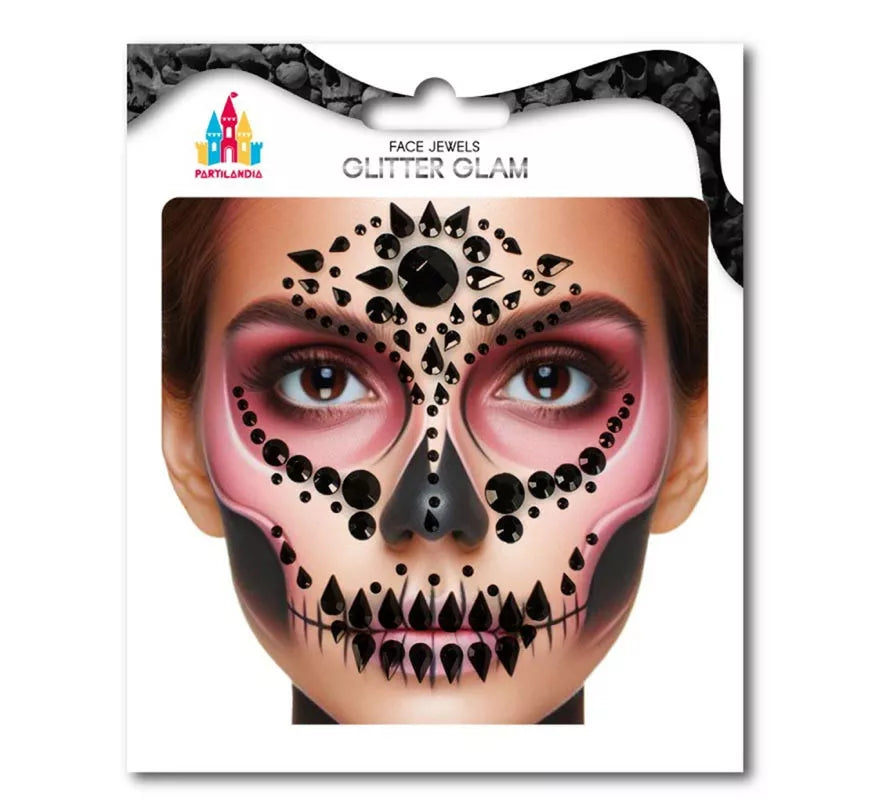Translation missing: de.Joyas Faciales Calavera Fashion Gemas negras adulto