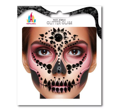 Joyas Faciales Calavera Fashion Gemas negras adulto