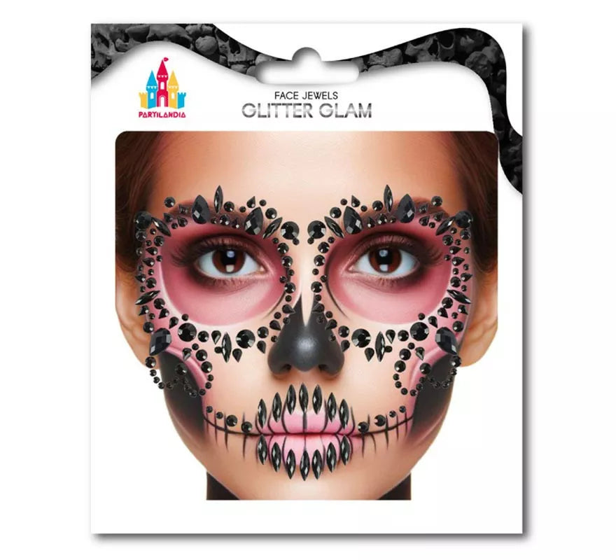 Translation missing: de.Joyas Faciales Calavera Fashion Gemas negras adulto