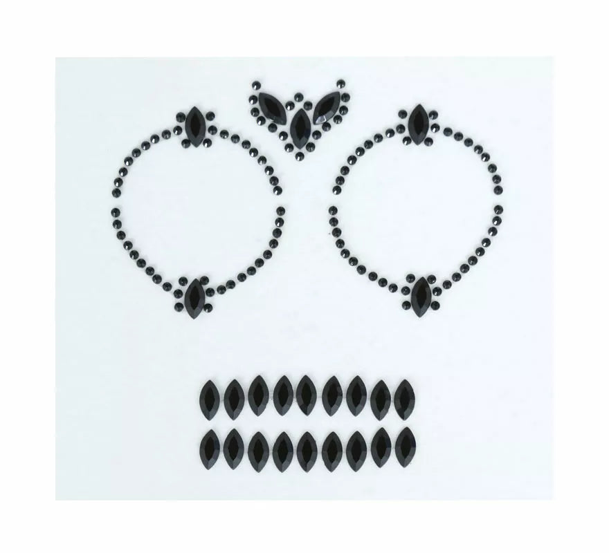 Joyas Faciales Calavera negro Adhesivas de 13x15 cm
