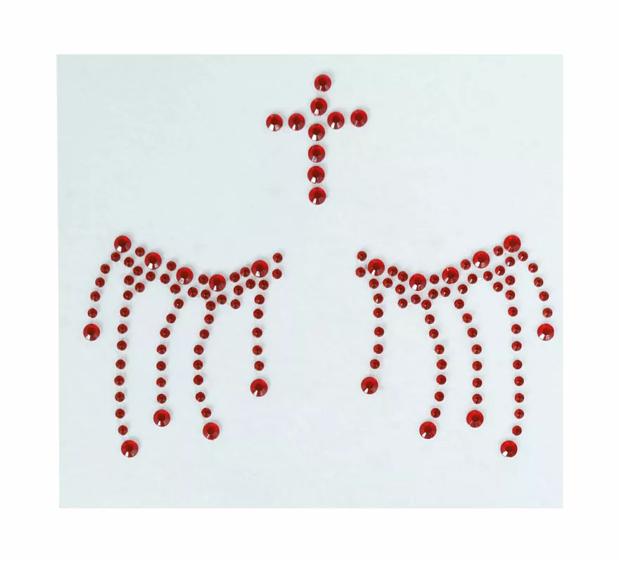 Joyas Faciales Cruz roja Adhesivas de 13x15 cm