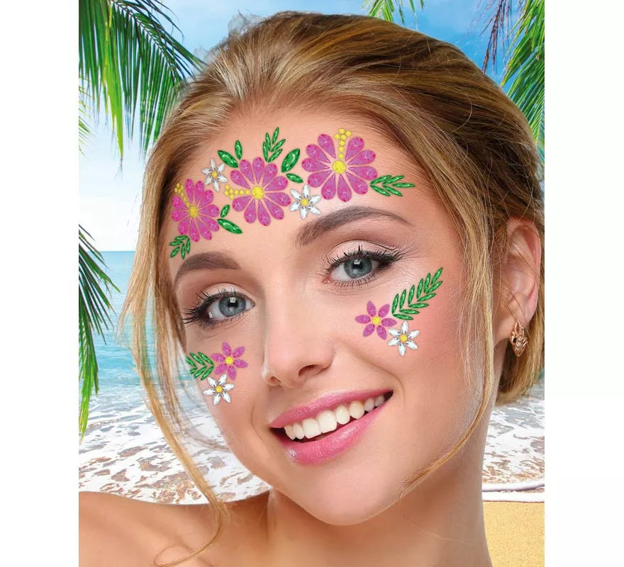 Translation missing: es.Joyas Faciales Flores rosa y verde