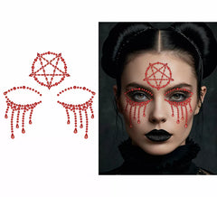 Klebender satanischer Gesichtsschmuck 13x15 cm
