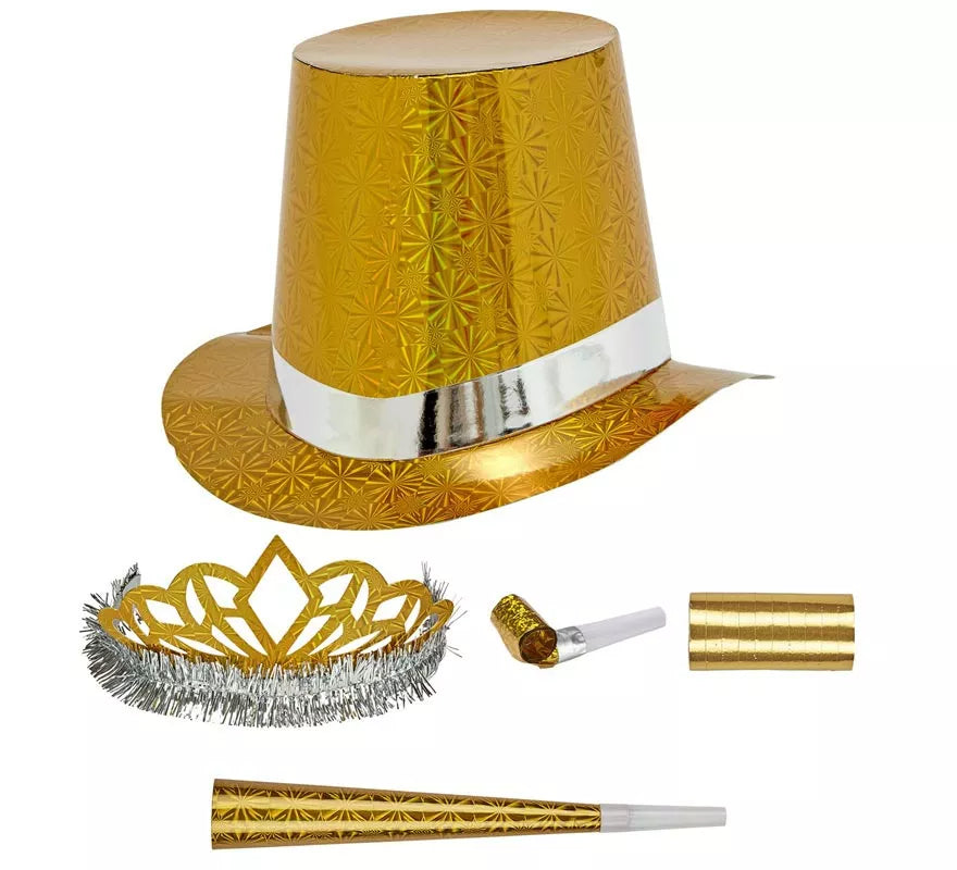 Translation missing: de.Kit 5 Cotillones Las Vegas Party Holográfico dorado