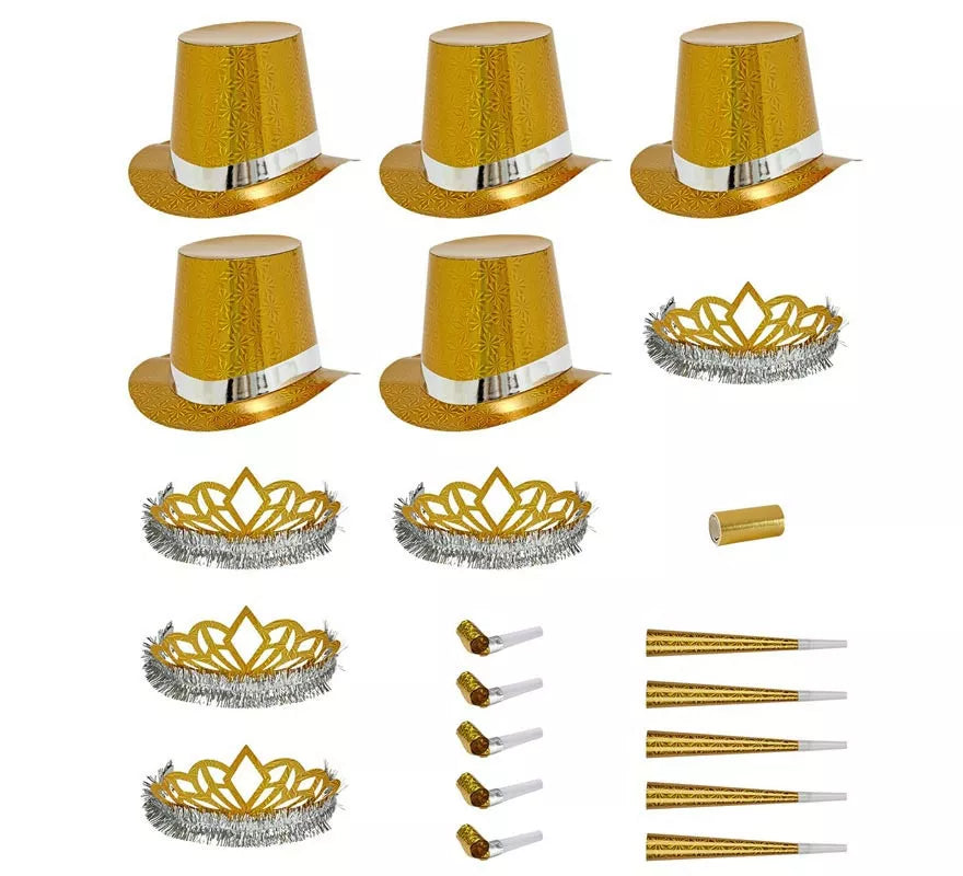 Translation missing: de.Kit 5 Cotillones Las Vegas Party Holográfico dorado