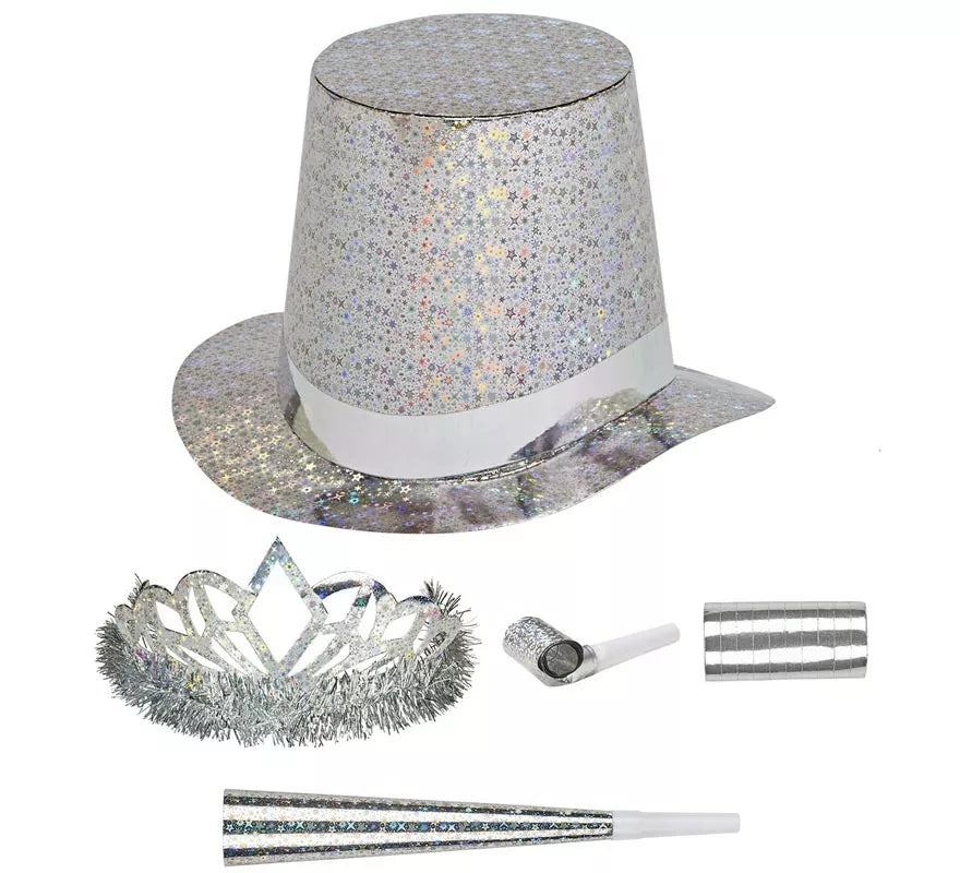 Translation missing: de.Kit 5 Cotillones Las Vegas Party Holográfico plateado