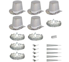Set mit 5 silbernen holografischen Las Vegas-Partygeschenken