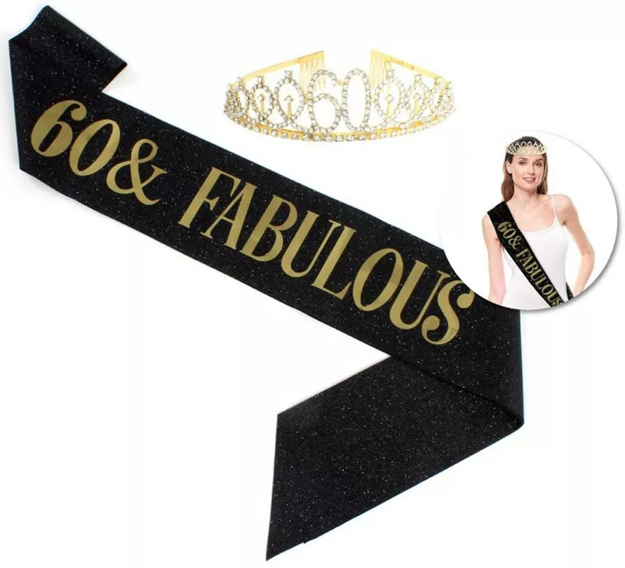 Translation missing: de.Kit 60 Cumpleaños y Fabulosa: Corona y Banda de 160x9,5 cm