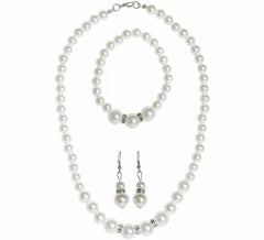 1920er-Set: Strass-Perlenkette, Ohrringe und Armband