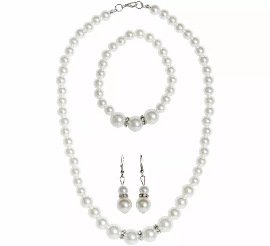 Translation missing: de.Kit Años 20: Collar de Perlas Strass, Pendientes y Brazalete